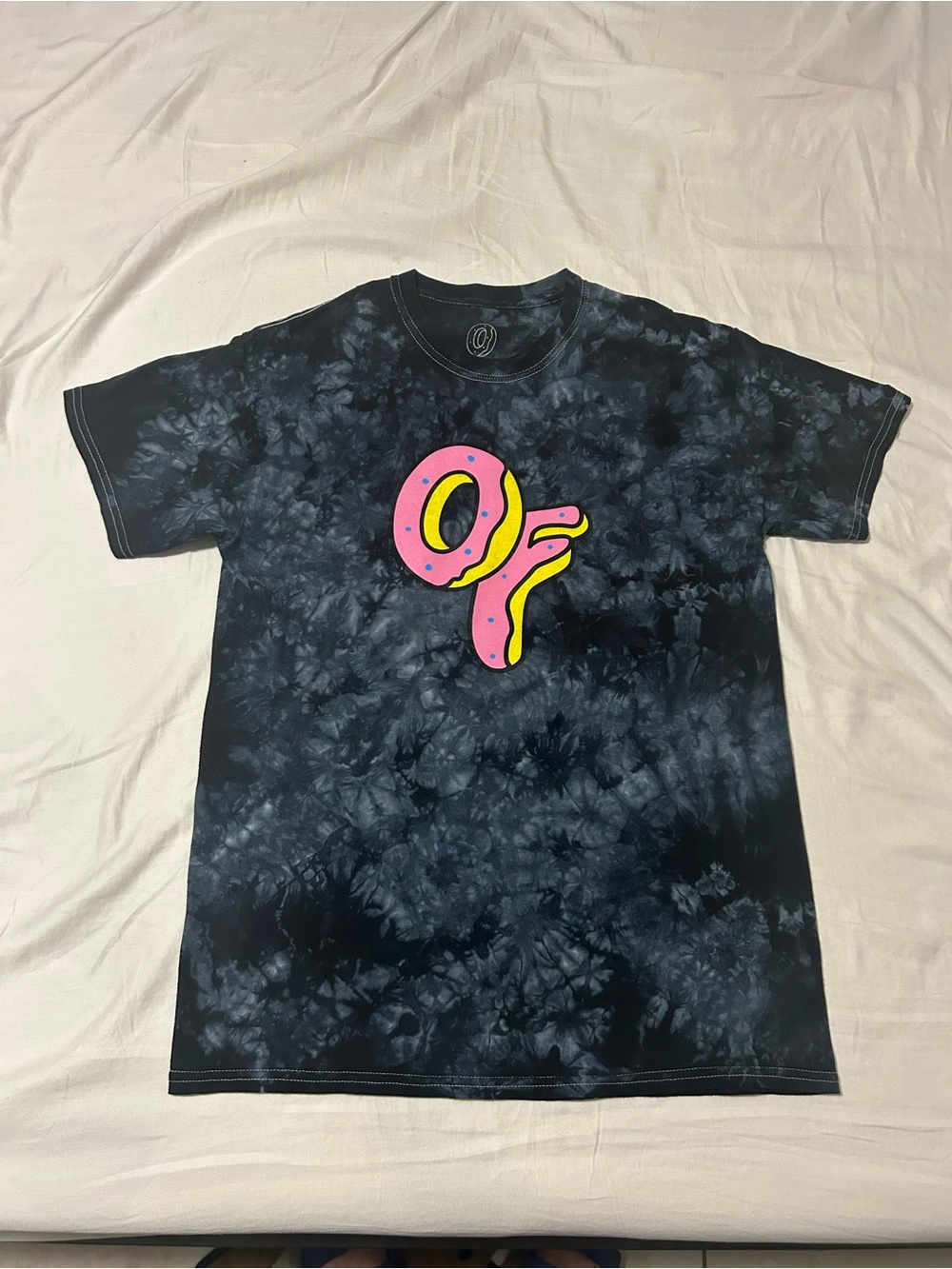 Odd Future Black Tie-Dye T-Shirt with Pink & Yellow OF Logo
